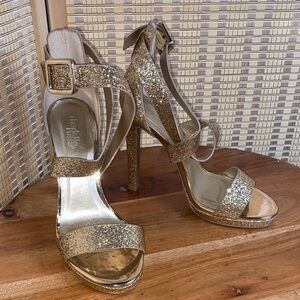 Charlotte Russe Woman’s 7 Rose Gold Glitter Criss Cross Heels